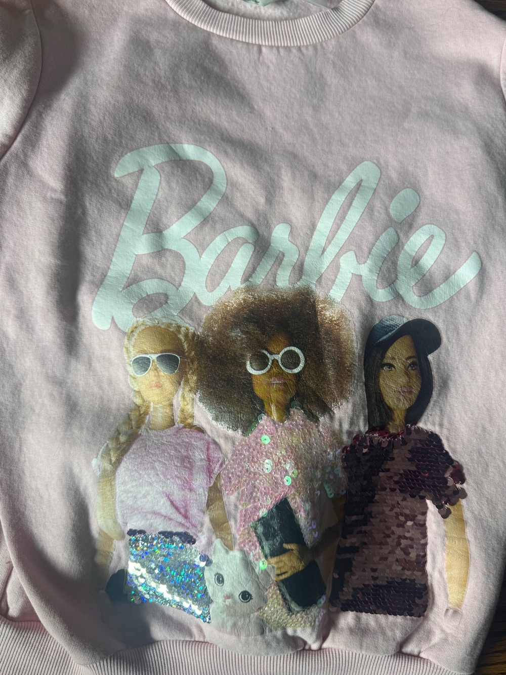 Barbie Pink Graphic Sweatshirt and Hot Pink Barbie bathing suit Set for Kids - Picture 3 of 5
